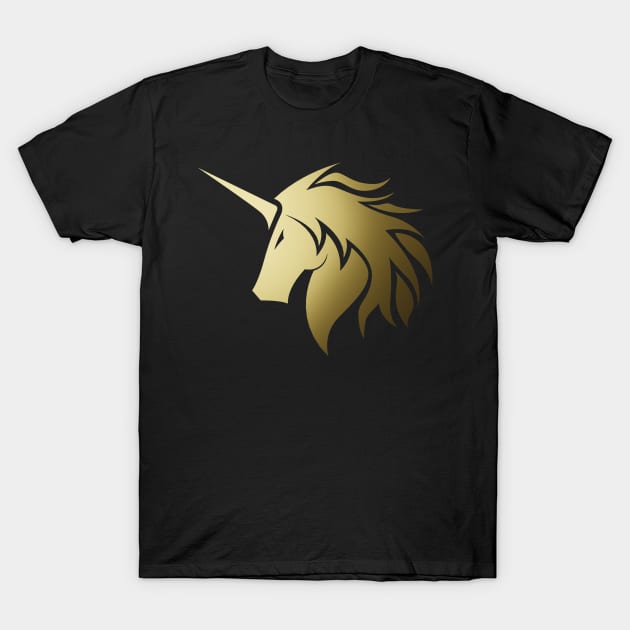 Iconic Unicorn in Gold T-Shirt by graphicfire